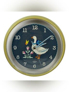 VTG 80s Sunbeam Quartz Analog Wall Clock Goose Flower Country Farmhouse Cottage